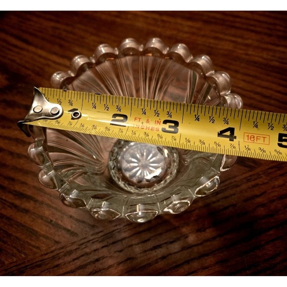 KIG Indonesia‎ Clear Glass Custard Bowl Embossed Scallop Rim Tulip Shaped Lot 2 - Picture 8 of 10